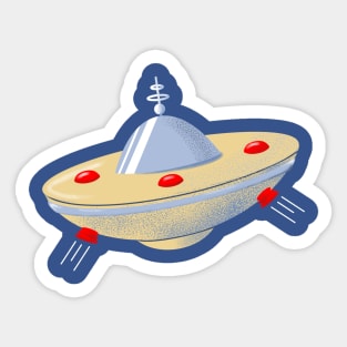 Retro Flying Saucer Sticker